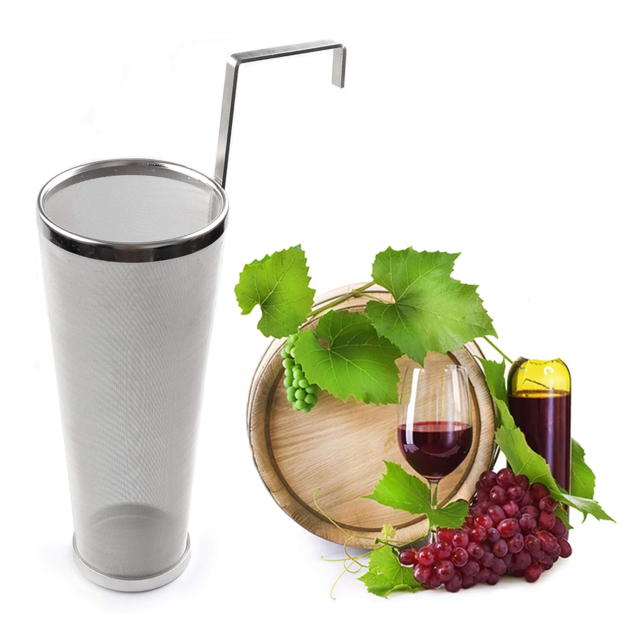 Brewing Hopper Spider Strainer, Acero Inoxidable 1 galón 300 Micron Cartucho de Malla Hop Spider Beer Lúpulo Filter Homebrew Hops Beer Tea Tetera Brew Filter(5.3''X16'')