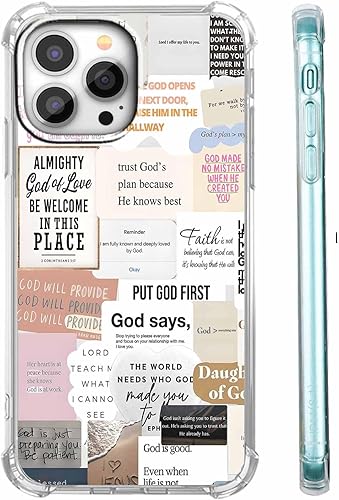 Miniatura 38 de Cubierta de Teléfono con Versículos de la Biblia y Citas Cristianas de Jesús en Collage, Funda Protectora Suave de TPU de Moda para iPhone 16 Pro,