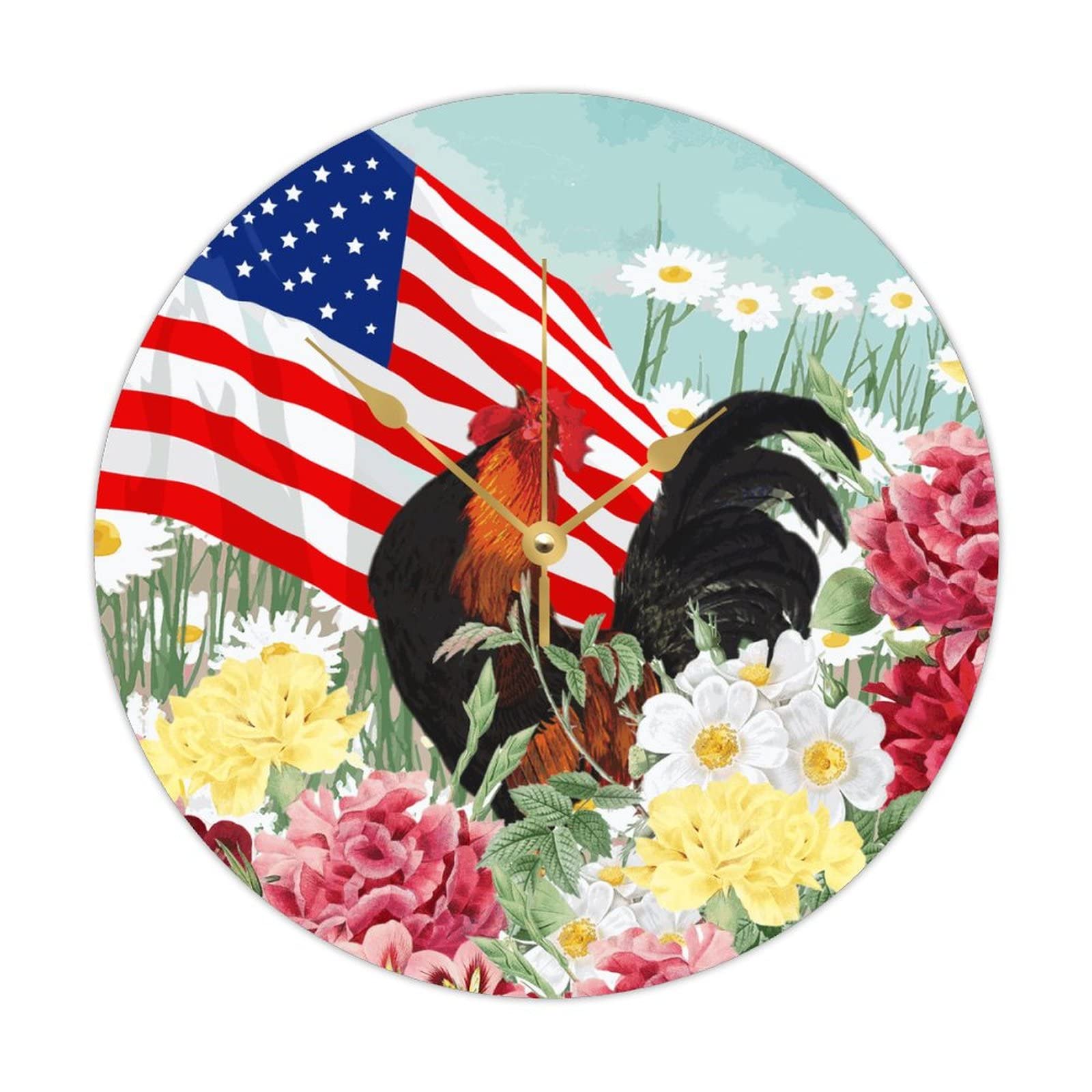 Horloge murale en bois drapeau américain cadeau idéal amoureux des animaux