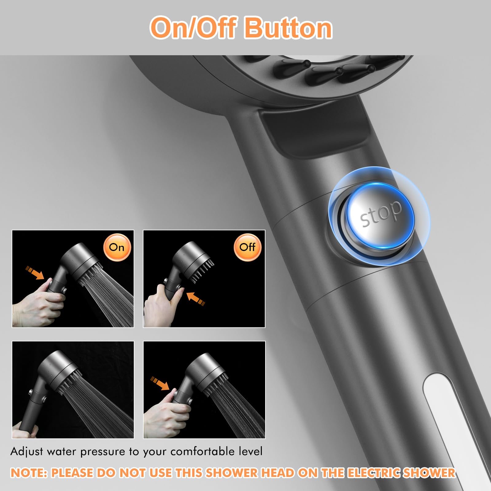 MEKO Soffione doccia con filtro dell'acqua dura con filtro a 15 fasi, 3+1 modalità di getto getto ad alta pressione e tubo da 1,5 m, filtro doccia massaggiante portatile per rimuovere il cloro residuo