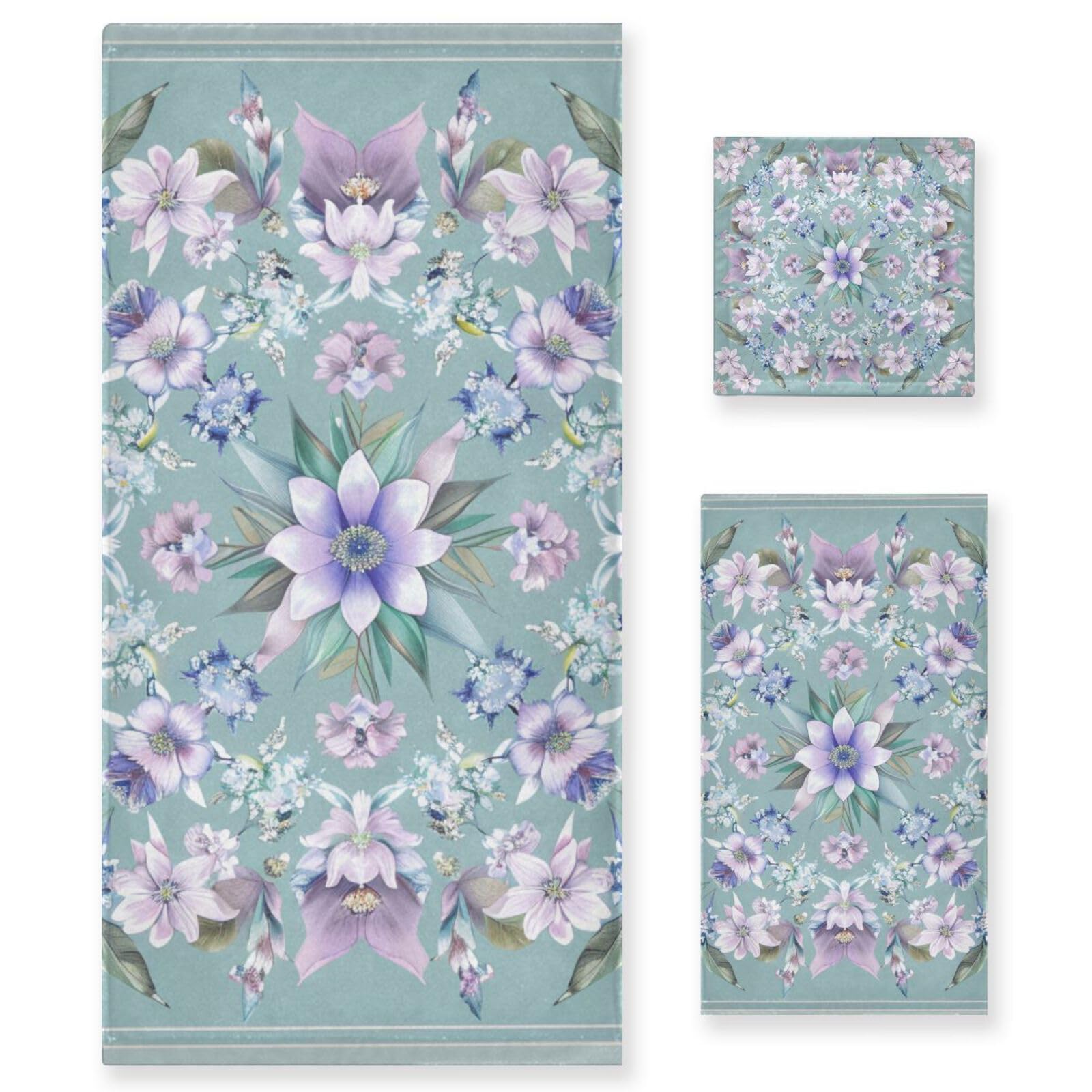 Foget Me Not Flower - Set di 3 asciugamani per il viso ad asciugatura rapida, 1 asciugamano da bagno, 1 asciugamano per le mani, 1 panno per yoga, bagno e cucina