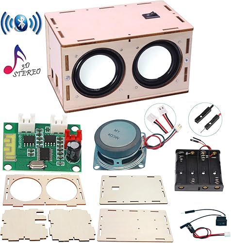 Kit de caja de altavoces Bluetooth DIY amplificador de sonido electrónico - Construye tu propia caja de madera portátil con sonido de altavoz