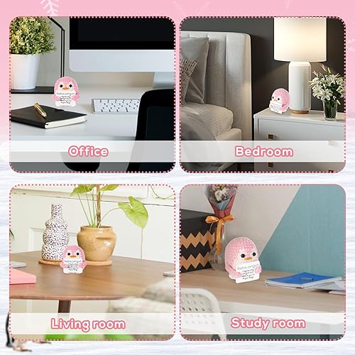 Vista 34 de BOXOB Divertido pepino positivo, pepino de punto de 4.3 pulgadas con tarjetas positivas, base de madera, apoyo emocional, pepinillo positivo