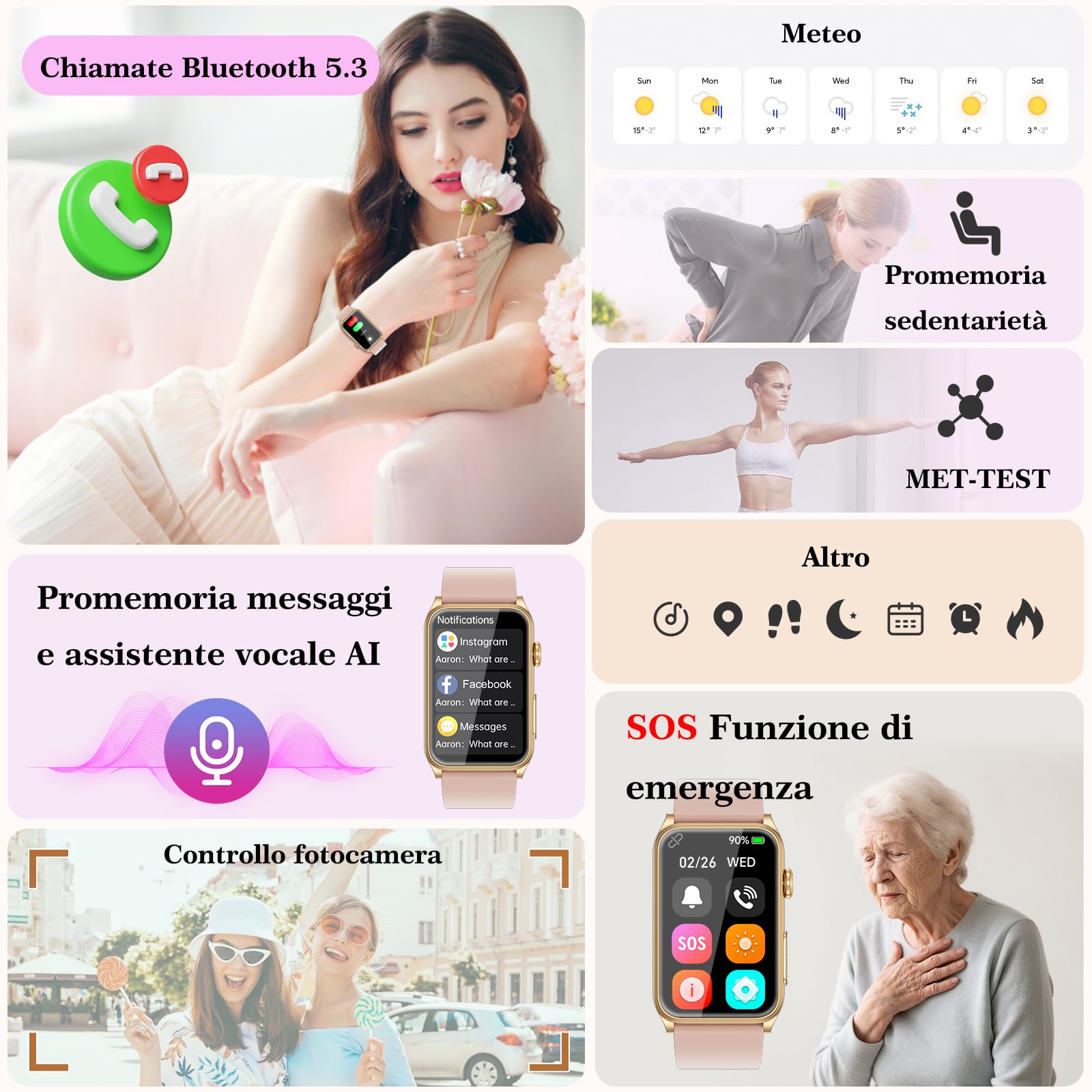2026 Nuovo Smartwatch Donna con ECG/Pressione sanguigna/Lipidi/BMI/Sonno | 1.57"Salutare Orologio Fitness Elegante con Ciclo Mestruale/HRV/Temperatura Corporea/Cardiofrequenzimetro/SpO2/Acido Urico