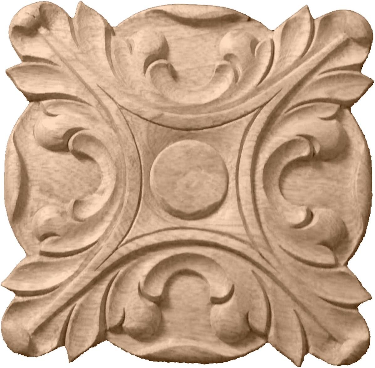 Ekena Millwork ROS05X05ACMA Acanthus Square Rosette, 5" W x 5" H x 3/4" P, Maple