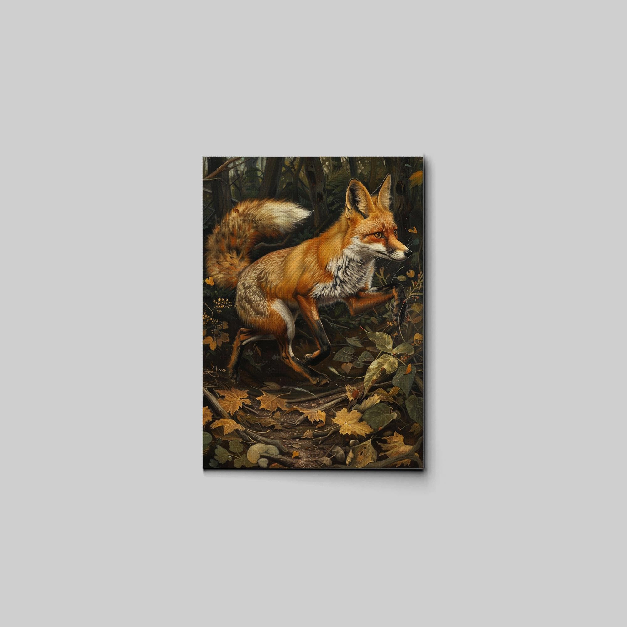 Amazon.com: Fox Painting, Vintage Animal Art Print, Fox Hunting