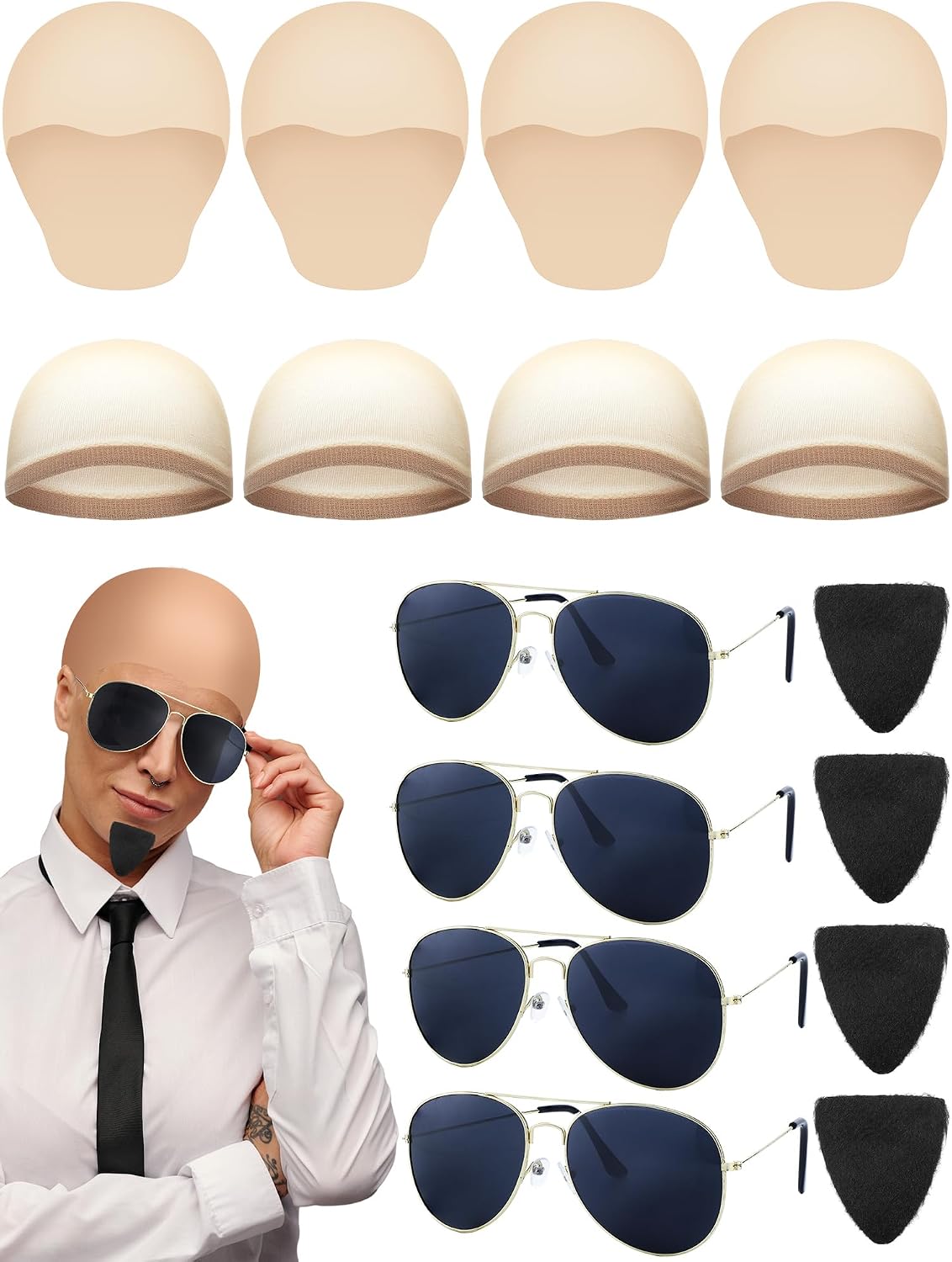 Mepase 24/16/4 PCS Latex Bald Caps Halloween Costumes for Women Men