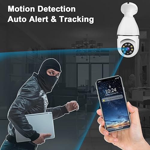 Miniatura 6 de GAORYT Cámara de bombilla cámara de bombilla WiFi de 360 para exteriores cámara de seguridad inalámbrica inteligente HD de 1080P con alarma de