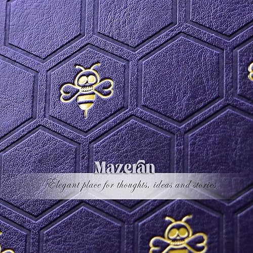 Miniatura 5 de Mazeran Diario de cuero con tapa de abeja, con diseño de calavera y abeja, tamaño A5, 256 páginas, rayado, elegante, sello dorado, manual personal