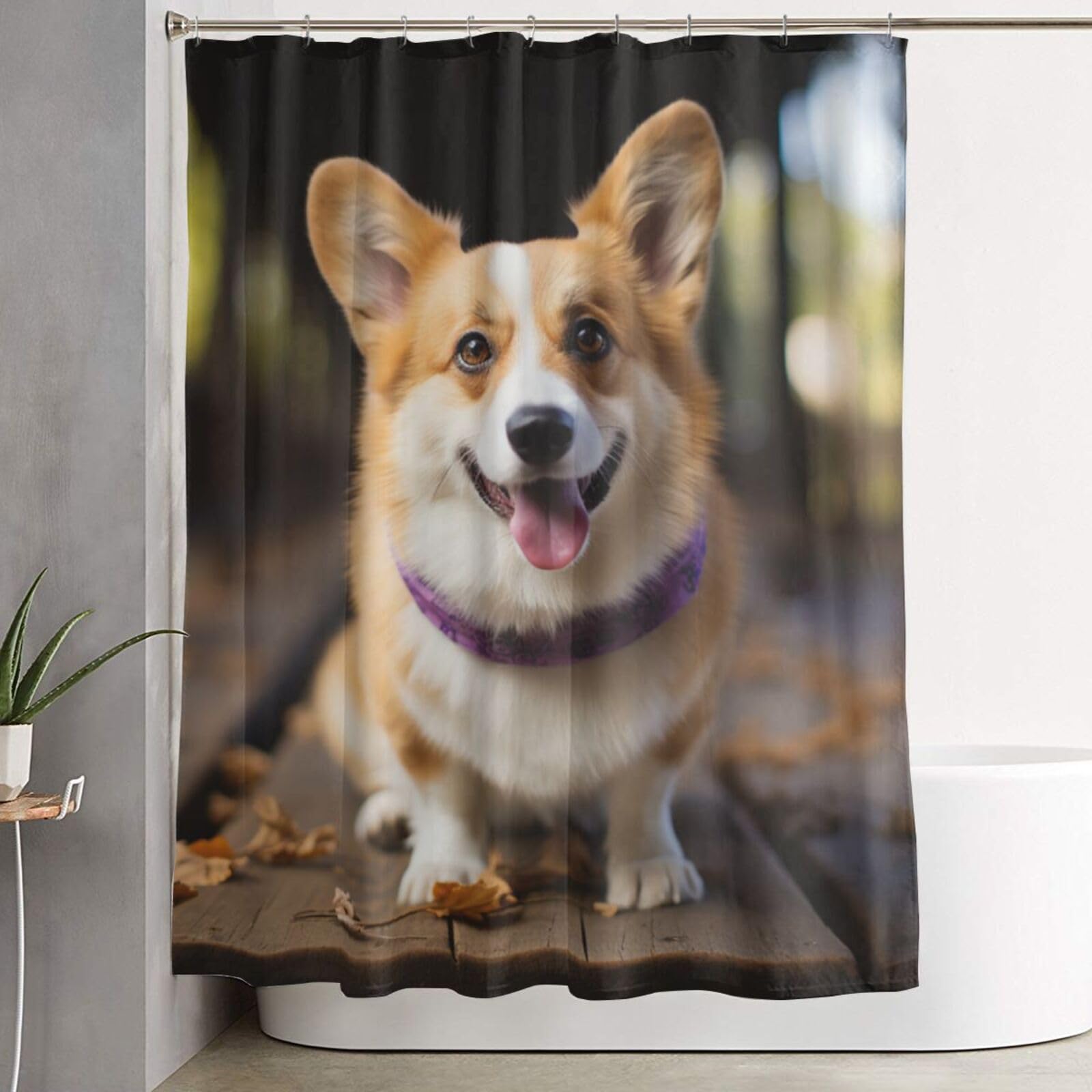 Rideau de douche motif chien Corgi rustique pour décorer votre salle de bain