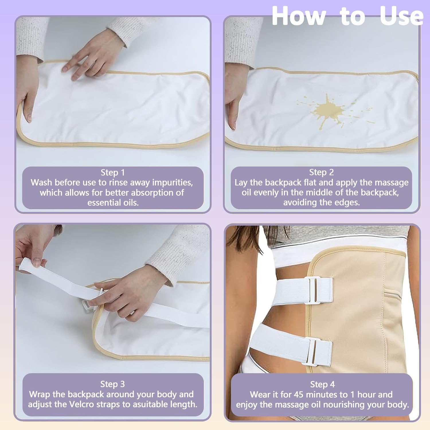 Healo Castor Oil Pack Wrap Castor Oil Pack Wrap Kit - 3.38 Oz with Reusable Wraps - For Stomach, Neck and Entire Body with Adjustable Elastic Straps (Pink 6PCS, 100ML)