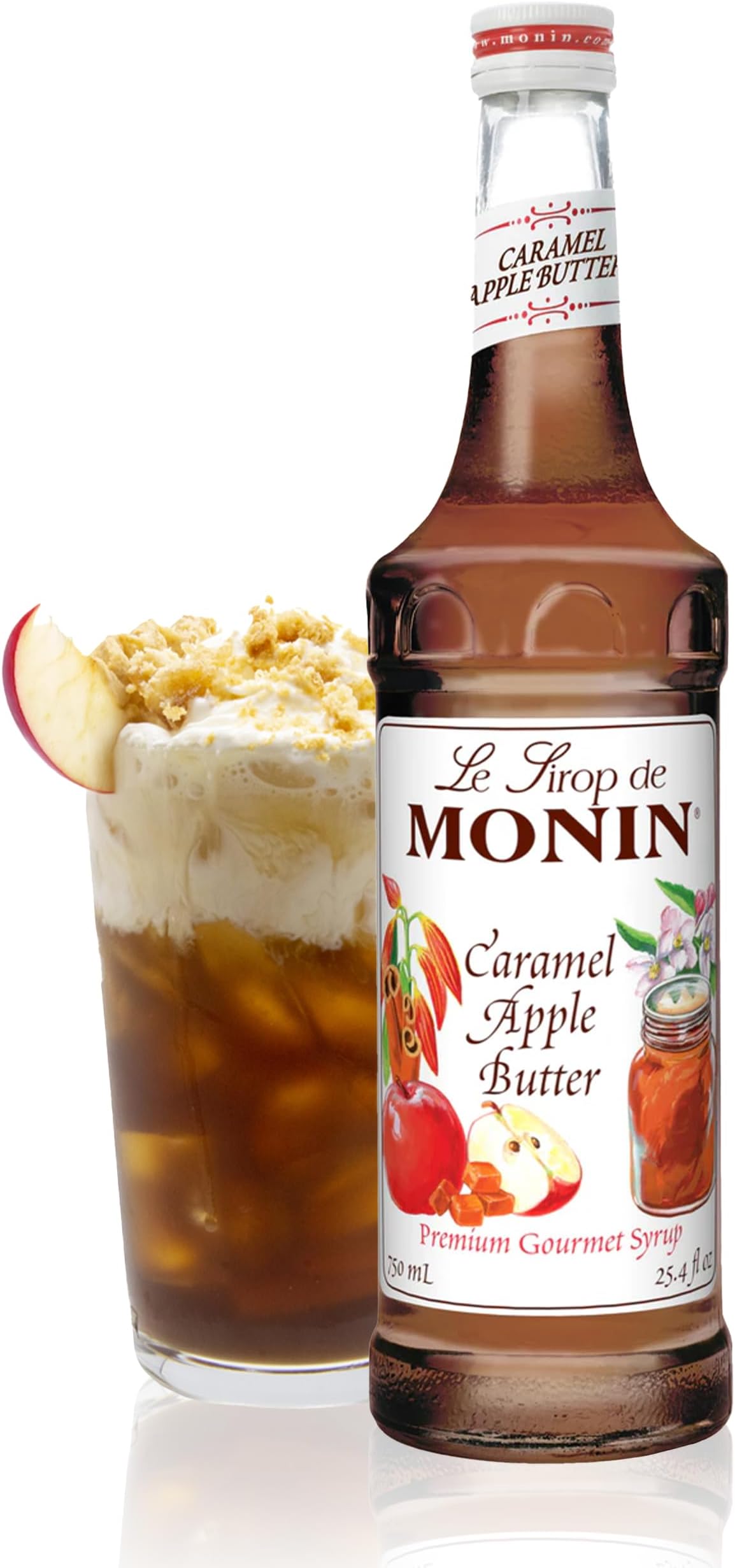 Caramel Apple Butter Syrup, Buttery Caramel and Cooked Apple Flavor, Natural Flavors, Great for Hot Lattes, Ciders, and Seasonal Cocktails, Vegan, Non-GMO, Gluten-Free (750 ml)