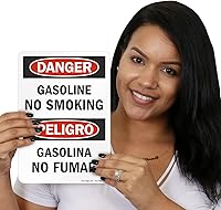 Vista 2 de SmartSign Peligro - Etiqueta adhesiva OSHA de 3 mil laminada de poliéster adhesivo laminado de 3 mil, 10 x 7 pulgadas - Peligro - Gasolina No Fumar