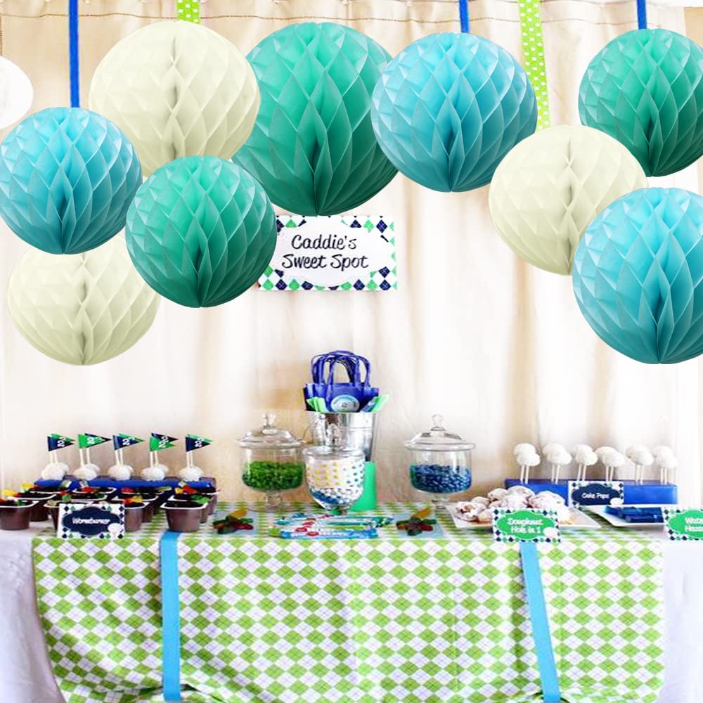 Time to Sparkle Pack of 9 Mixed Honeycomb Balls - Blue&Green — image 1