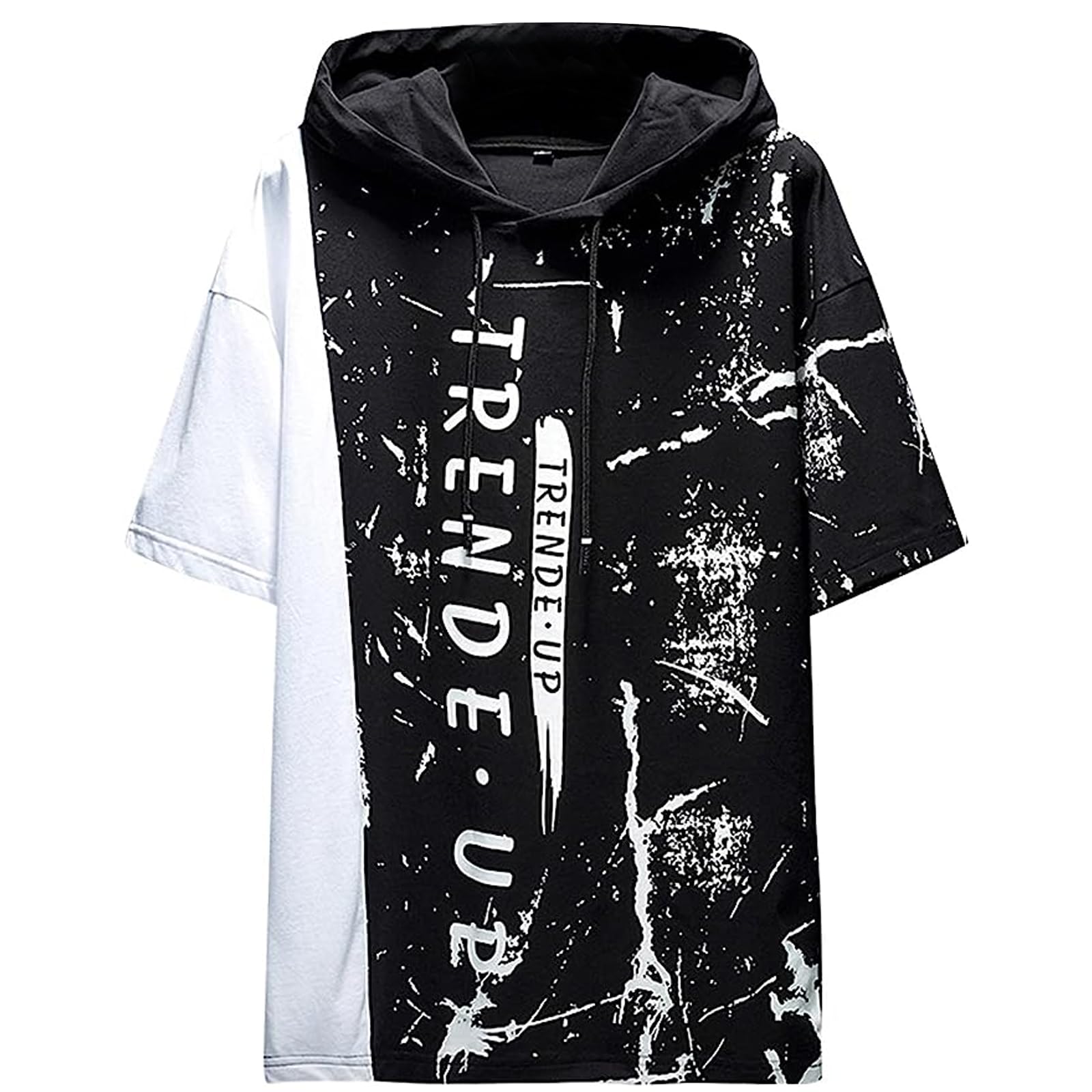 Kurzarm Hoodie Herren Baumwolle Tshirt mit Kapuze Kapuzenshirt Kapuzenpulli Sommer Pullover