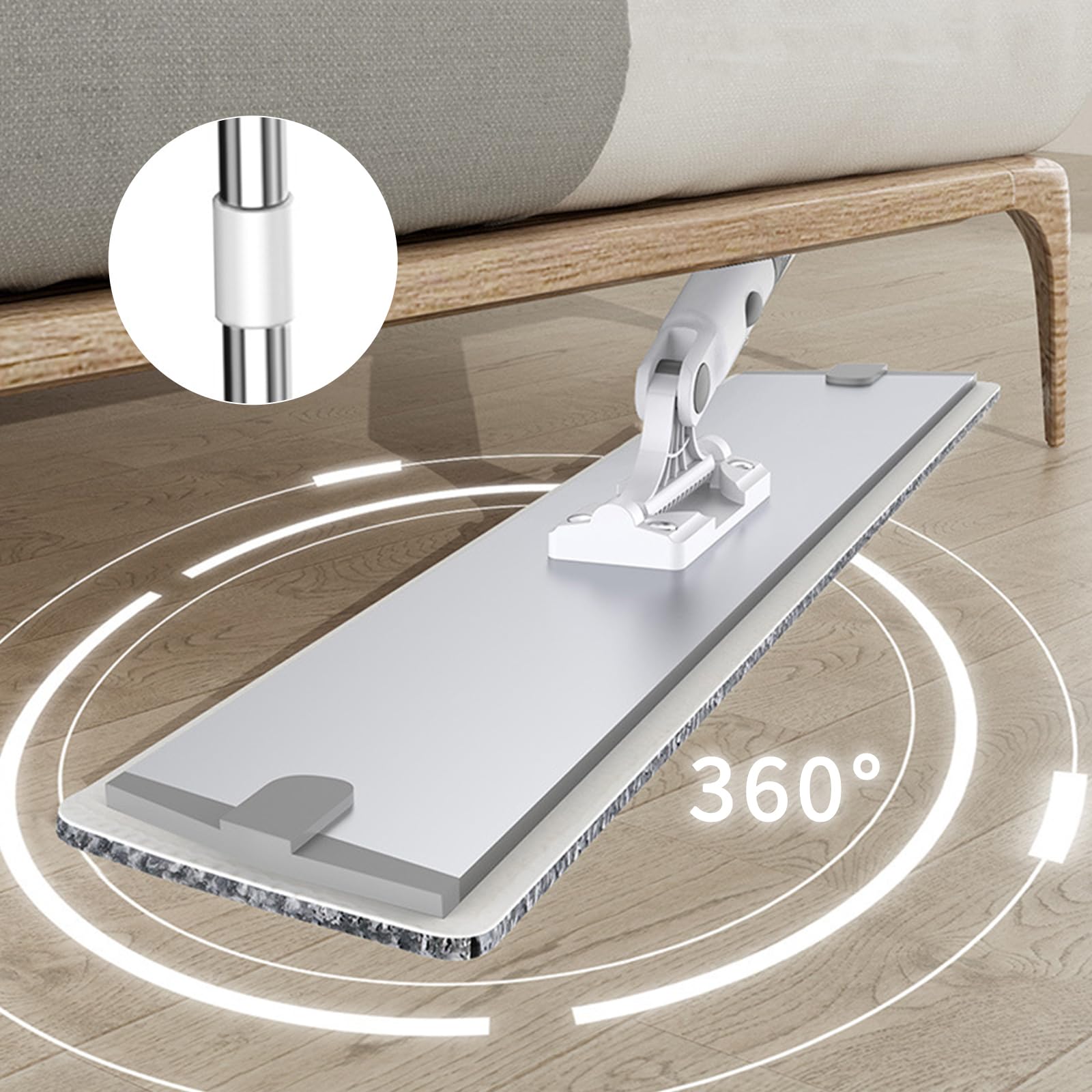 Mopa de Microfibra,Fregona Plana con 3 Mango de Acero Inoxidable,raspador,2 Almohadilla de Microfibra,para Madera Dura, baldosas, Limpieza de Pisos laminados (90cm)