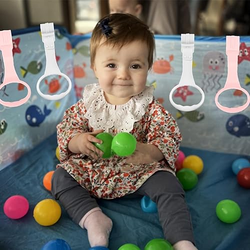 Miniatura 6 de 4 anillos de dominadas para corralito de bebé, accesorios para corralito de juegos para ayudar a ponerse de pie, herramienta de entrenamiento para