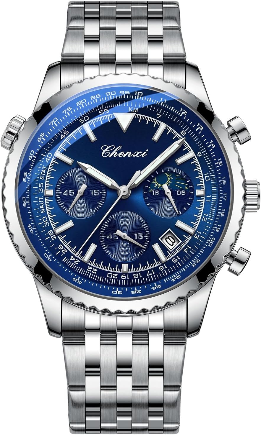 OIDEA Multifunction Watches for Men: Multi Dial Analog Quartz Wrist Watch Waterproof Luminous Calendar Chronograph Business Dress Mens Watches with Stainless Steel Strap