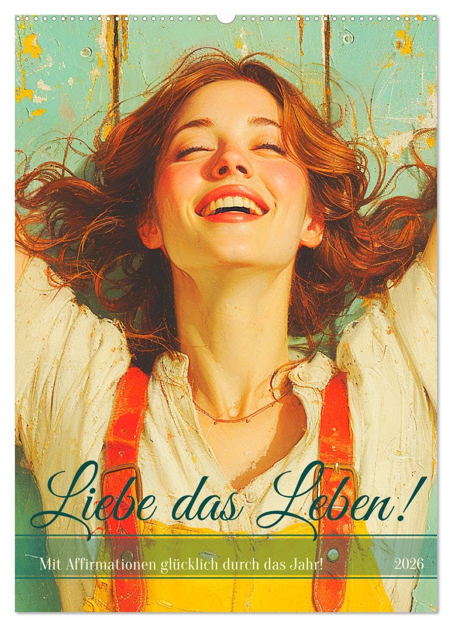 Liebe das Leben! Mit Affirmationen glücklich durch das Jahr! (Wandkalender 2026 DIN A2 hoch), CALVENDO Monatskalender: Mit positiver Lebenseinstellung ... auf die Sprünge helfen (CALVENDO Gesundheit)