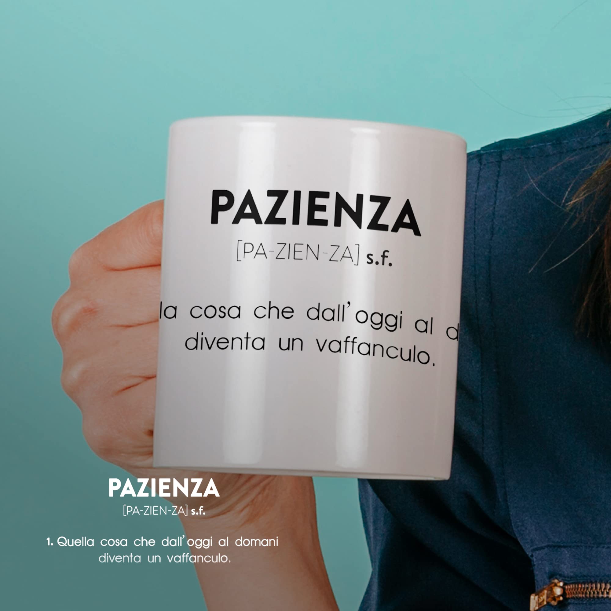 AL PRODUCTION Ceramica Tazza Mug PAZIENZA DESCRIZIONE DIVERTENTE - Tazza regalo di compleanno - Divertente - Humor