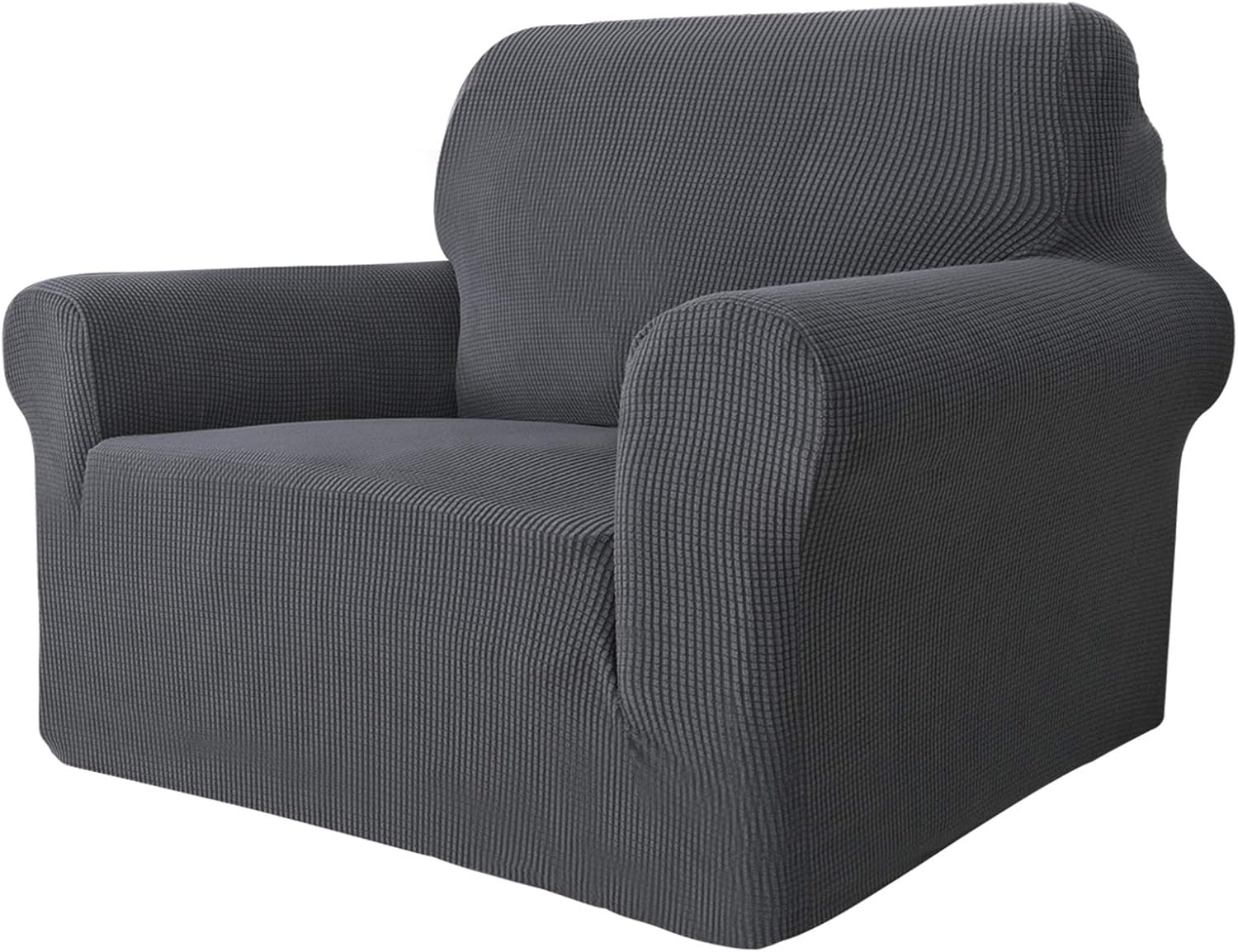 MAXIJIN Funda elástica para Silla para Sala de Estar, 1 Pieza Funda para Silla con Brazos Jacquard Protector para Silla Sofá Funda para sillón (1 Plaza, Gris Oscuro)