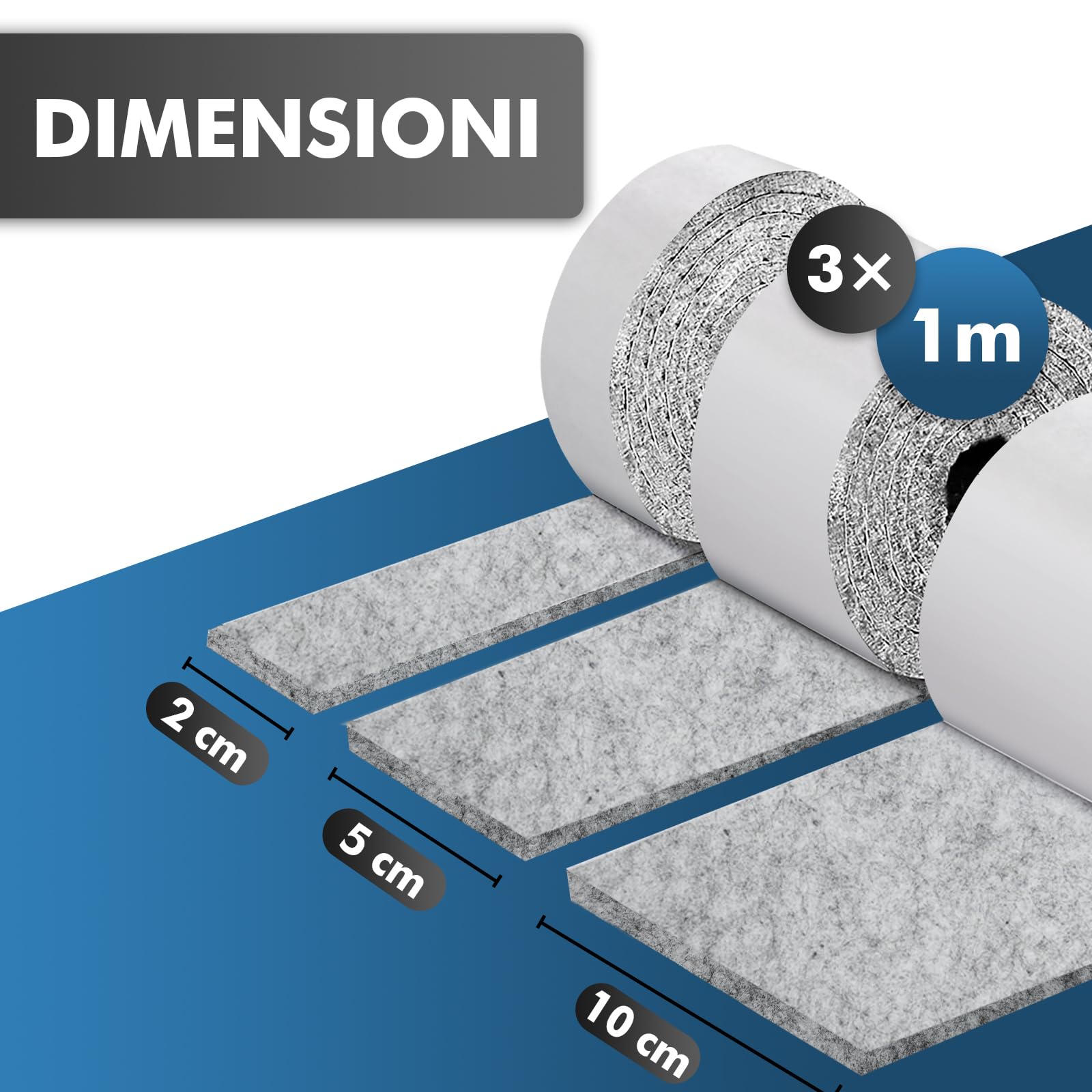 6 Feltrini Adesivi Grigi 16x20cm Per Mobili - Antiscivolo E Protettivi