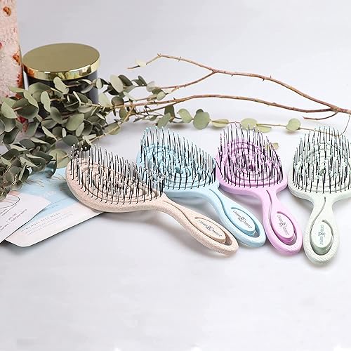 Miniatura 7 de Cepillo desenredante orgánico  Cepillos desenredantes sin tirones para cabello grueso y rizado natural  Cepillo de paja neutro para clima vegano
