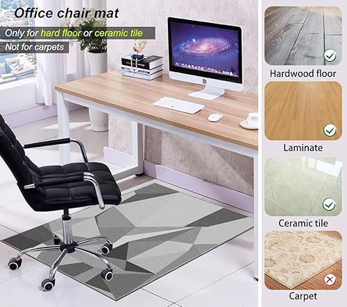 Miniatura 59 de Tapete para silla de oficina para suelo de madera dura, 48 x 60 pulgadas, tapete de oficina con ruedas de alta calidad, tapete antideslizante