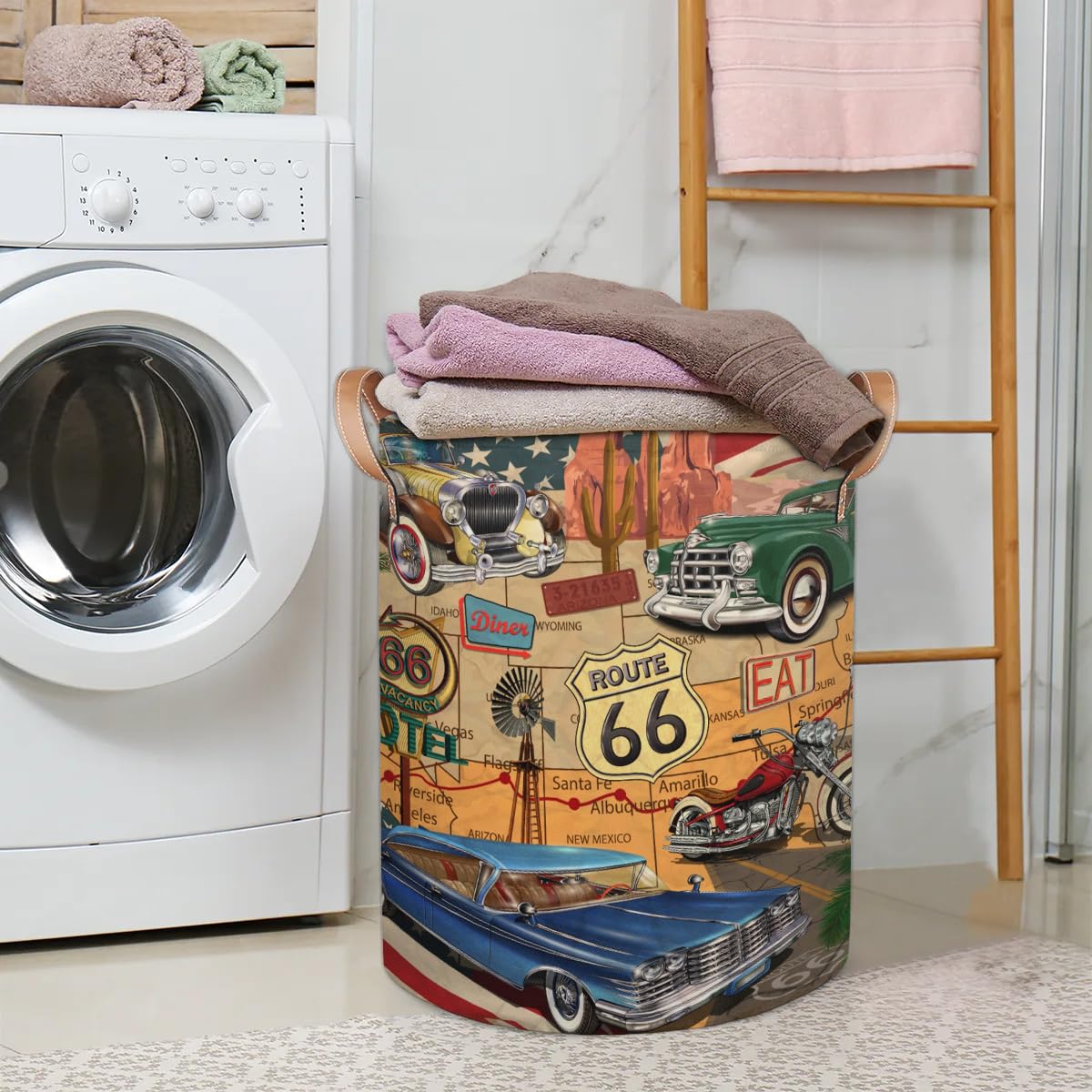 Amazon.com: Route 66 Vintage Cars 68L Collapsible Laundry Hamper