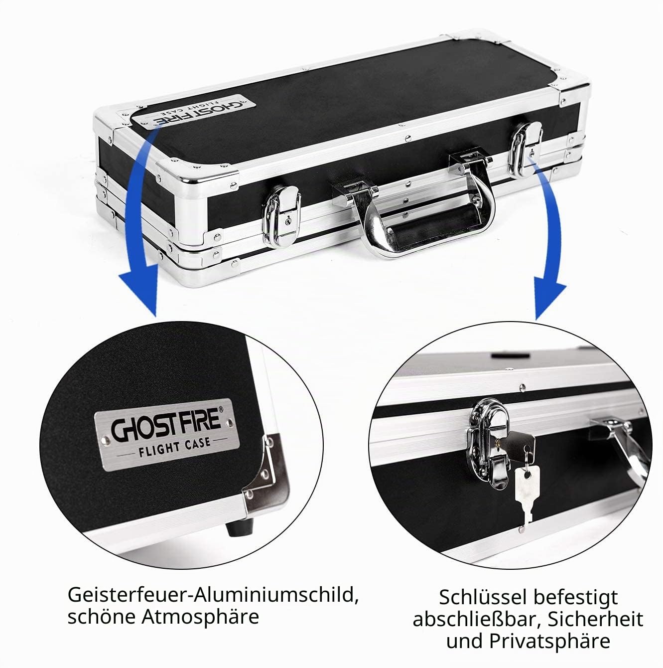 Ghost Fire Gitarren-Multieffekt-Pedalkoffer, 42,9 x 14 x 7,1 cm, mit Pedal-Montageband, stabiles Verriegelungsaluminium, T-Serie T-EC4