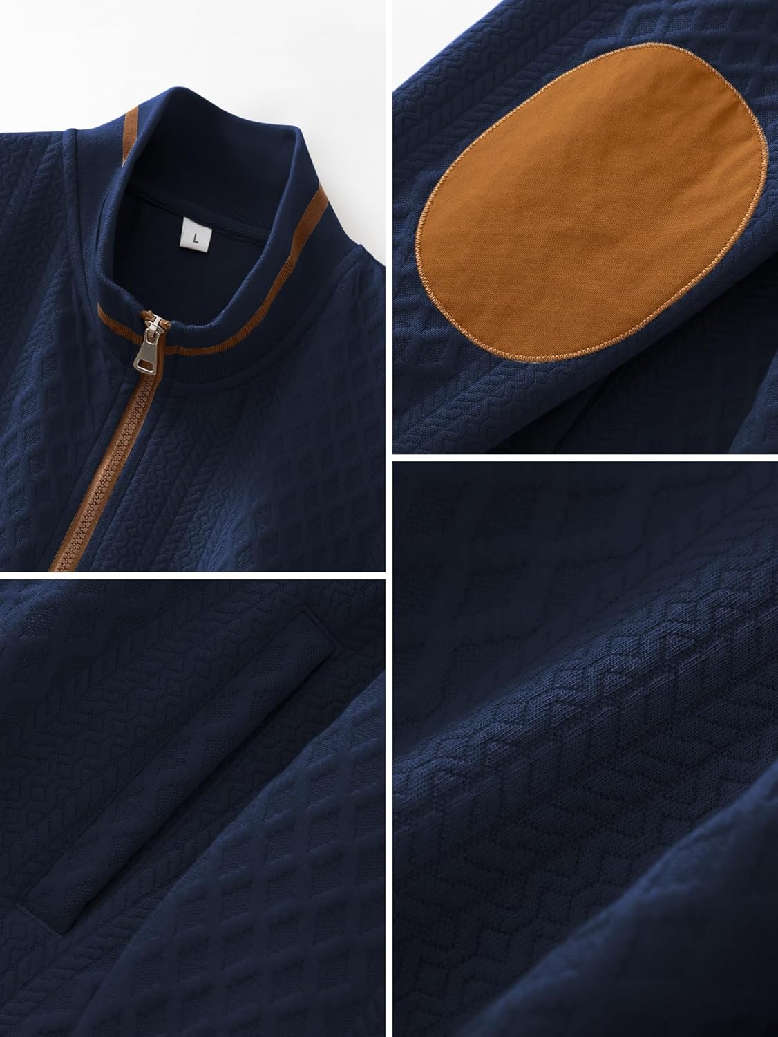 Men's Lightweight Jacket jacquard Full Zip Stand Collar Casual Stylish Bomber Jacket Varsity Coat - Image 6