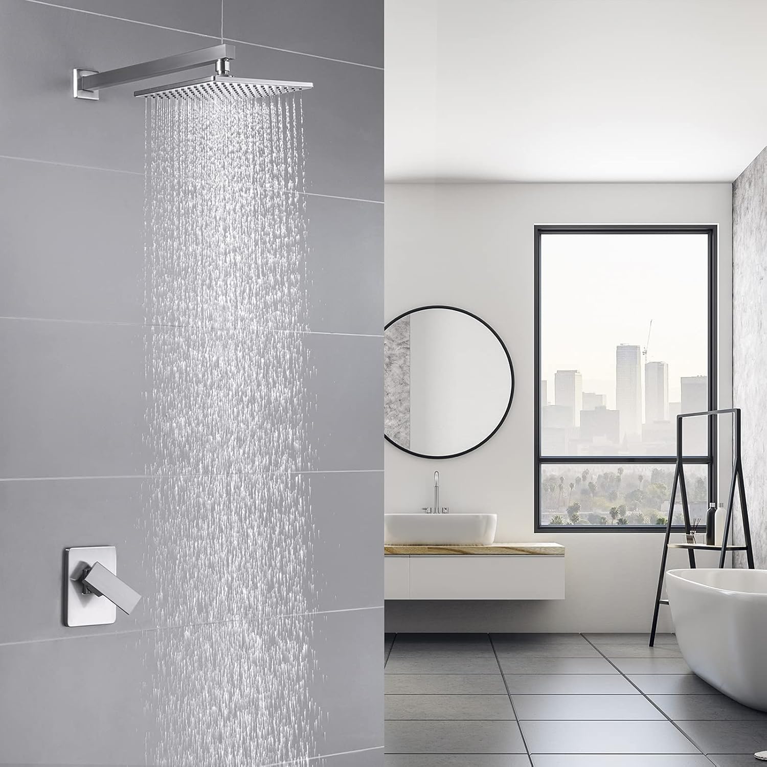 Crаzу Dеаlѕ KES Shower Faucet Set Brass Shower Valve and Trim Kit Rainfall Shower Head Pressure Balance Brushed Nickel, XB6210-BN Suреr Bіg Clеаrаnсе! KES Shower Faucet Set Brass Shower Valve and Trim Kit Rainfall Shower Head Pressure Balance Brushed Nickel, XB6210-BN