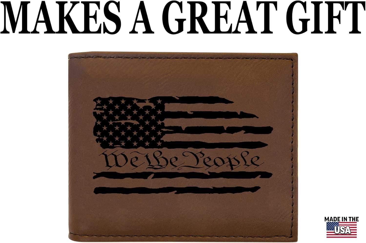 Rogue River Tactical USA American Flag We The People Constitution Men's Leather Bifold Wallet RFID Gift For Him Dad Father United States Billfold Patriotic - Image 5