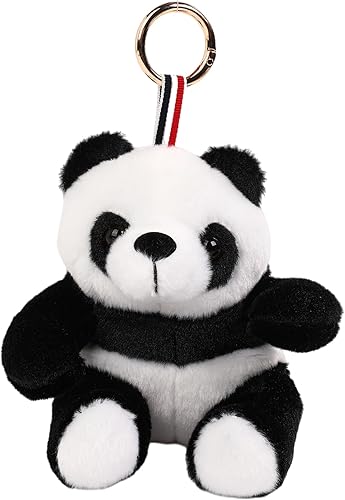 Tilami Llavero de peluche lindo juguete de peluche de 7 pulgadas para niños, colgante de llavero de peluche para niños y niñas, negro (Panda Black)