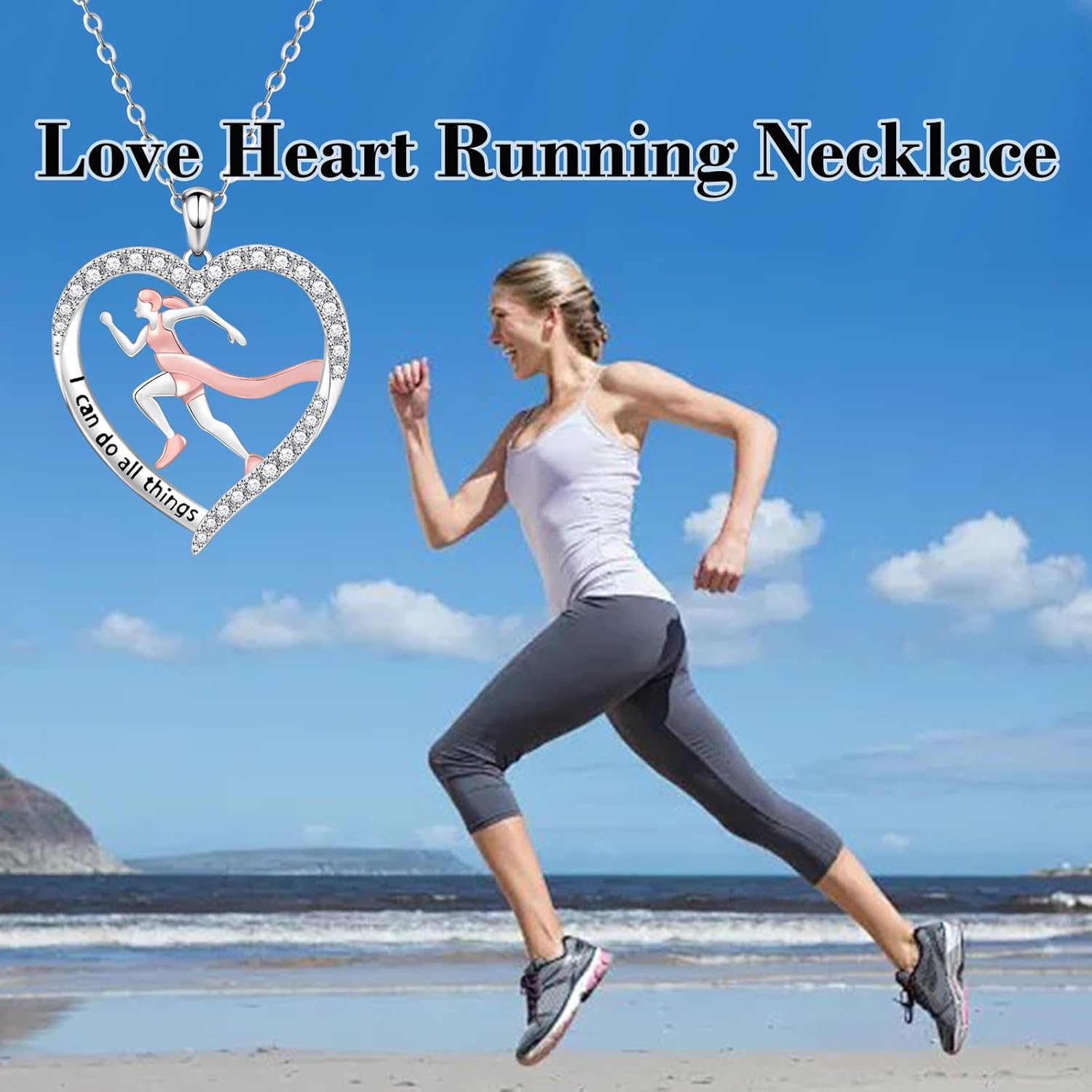 Heart Running Necklace for Women - 925 Sterling Silver Running Marathon Pendants Inspirational Sweatproof Athletic Necklace Sport Themed Jewelry Gift Ideas for Runners - Image 5