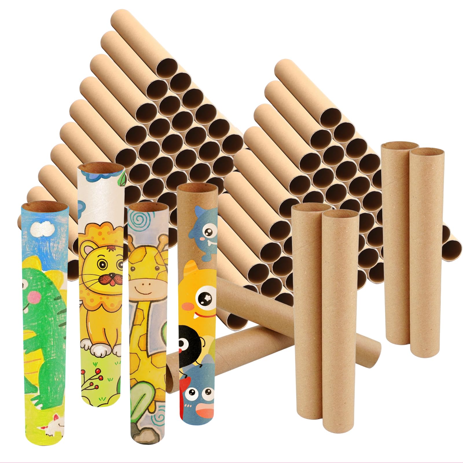 80 Pcs Cardboard Tubes 2 Size Cowhide Paper Towel Rolls Cardboard DIY Empty Toilet Paper Tubes Bulk for Craft Classroom Projects (1.4 x 10 Inch, 1.6 x 10 Inch)