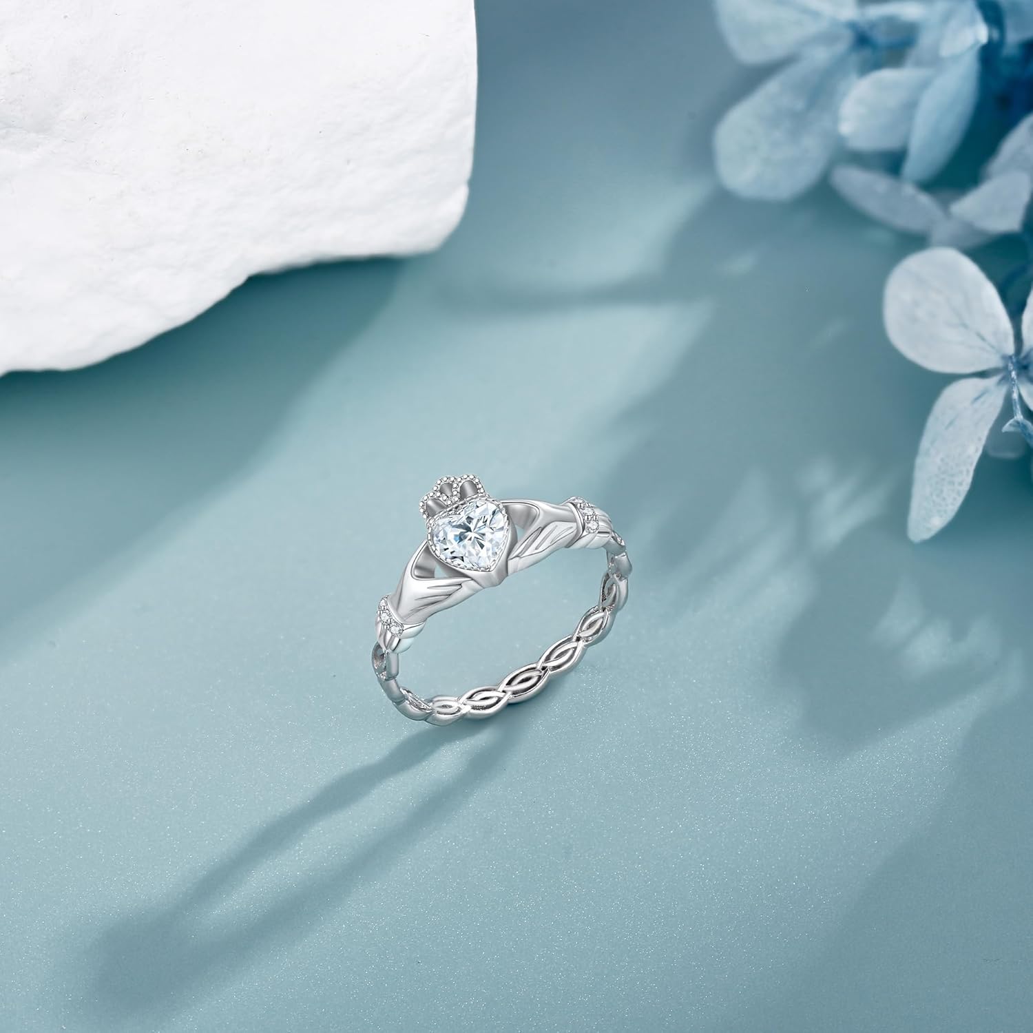 Claddagh Rings 925 Sterling Silver Claddagh Celtic Knot Promise Ring Wedding Engagement Celtic Irish Jewelry Mothers Gifts for Women Mom Grandma - Image 6