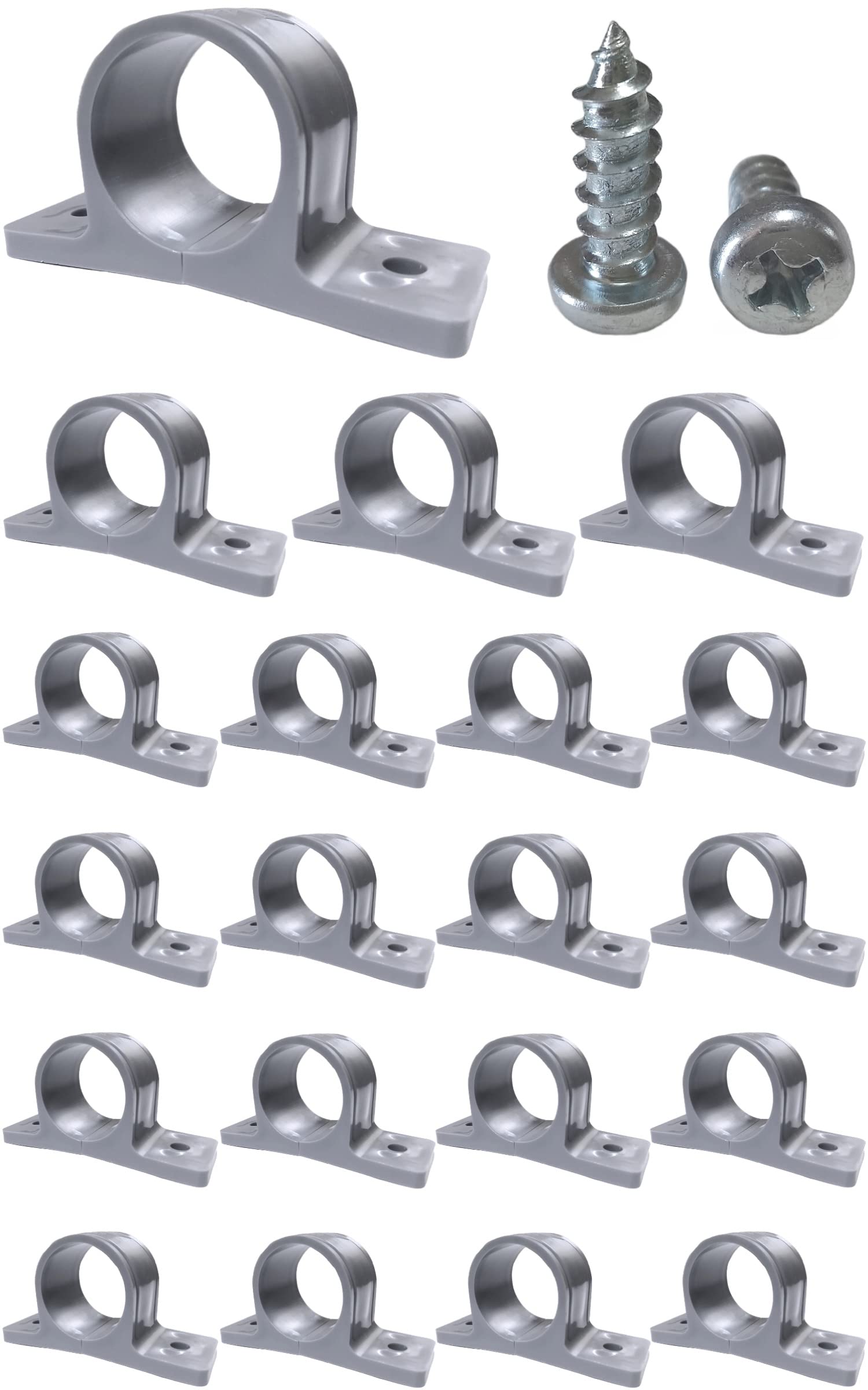 興栄化成 樹脂サドルバンド 22mm VP16 塩ビ管 パイプ固定金具 壁 DIY ビス付 6色展開 濃灰 20個 KFBS01-1201