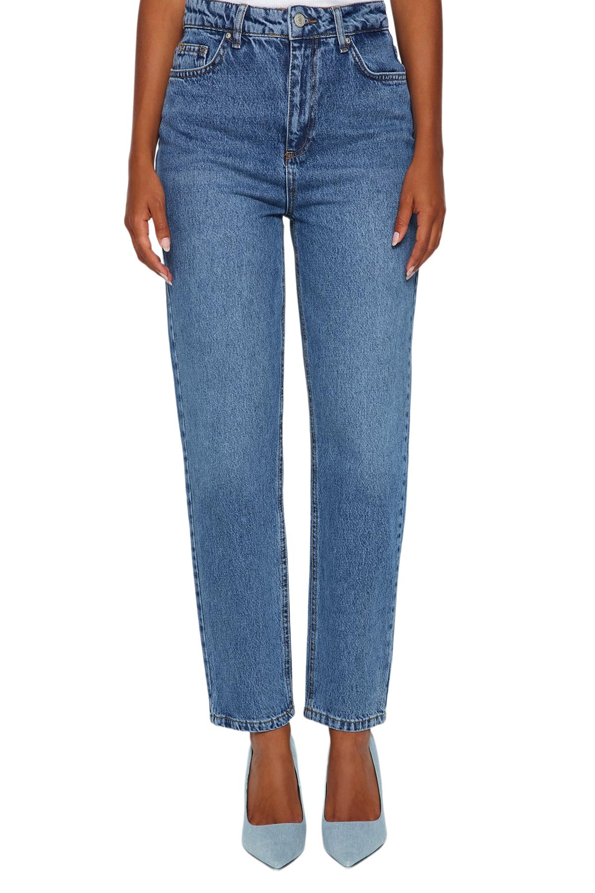 Trendyol Damen Gerade Mama Hohe Taille Jeans – Bild 4