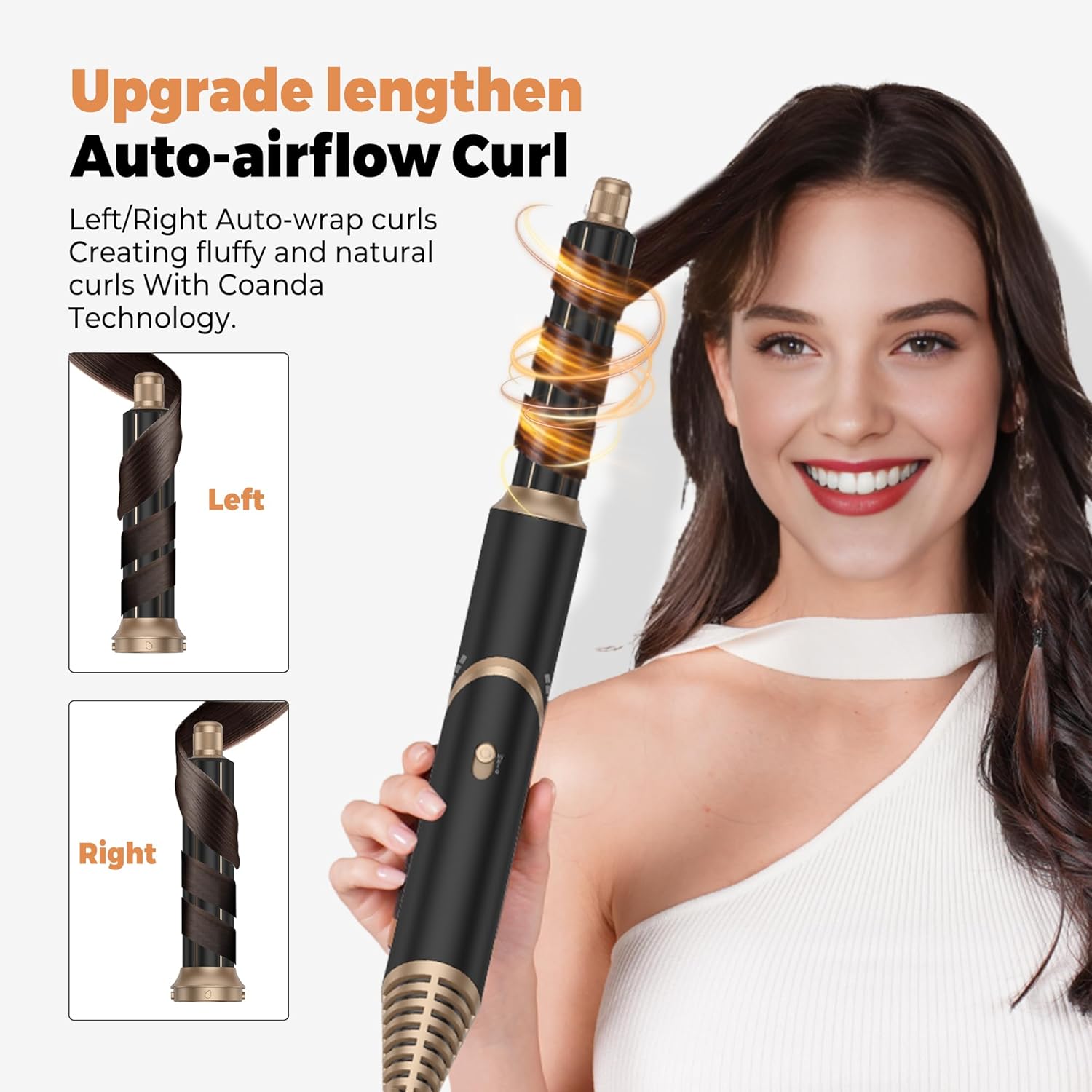 6 in 1 Hair Dryer Brush, Foldable Blow Dryer Brush with Air Styler Curler Wrap, Detachable Hot Air Brush Dry,Volumize, Straight,Curl, Negative Ion Brush Blow Dryer with Diffuser, Hair Styler Tools - Image 3