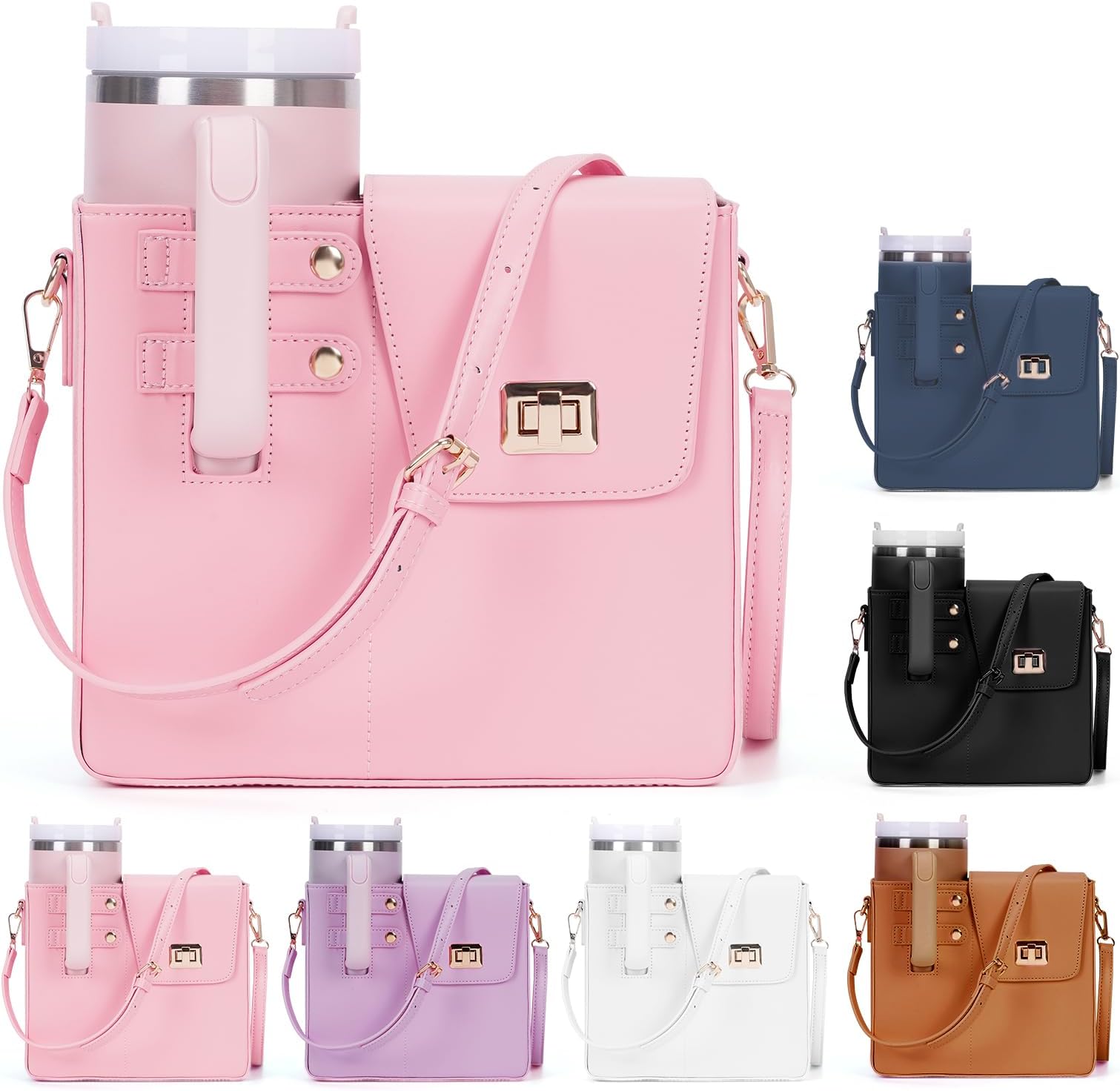 Stanley Purse Cup Holder for 40oz - Portable Crossbody Tumbler Bag with Strap, Water Bottle Carrier for Outdoor Travel