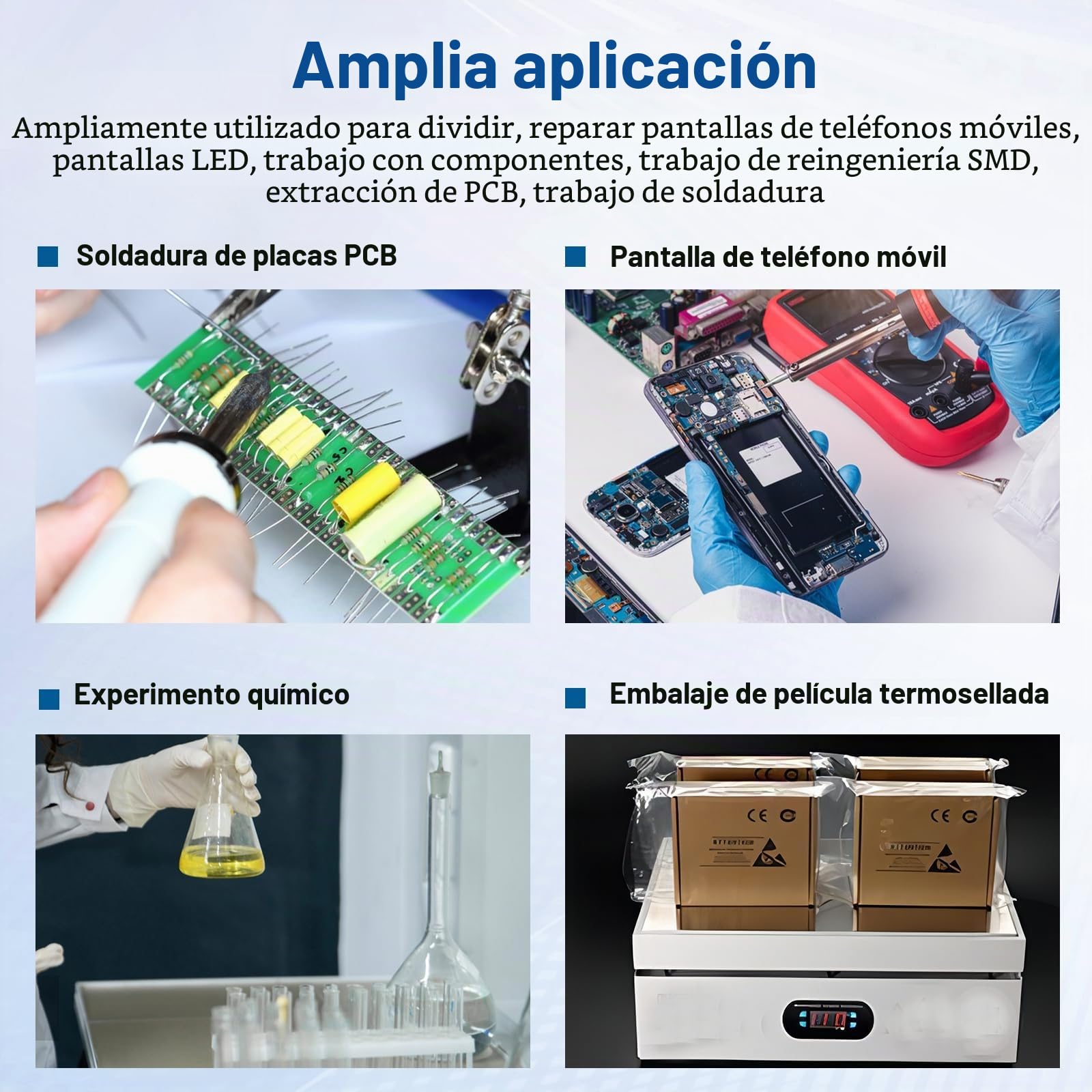 YUCHENGTECH Placa Calefactora Estación de Soldadura 200x200mm Placa Calefactora Electrónica LCD Digital para el Calentamiento de Componentes de Reparación de Pantalla de Teléfono 0-400℃ Ajustable 700W
