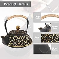 Vista 4 de Tetera japonesa de hierro fundido con infusor, hervidor de té de hierro fundido para estufa, tetera de té de pescado con infusor de acero