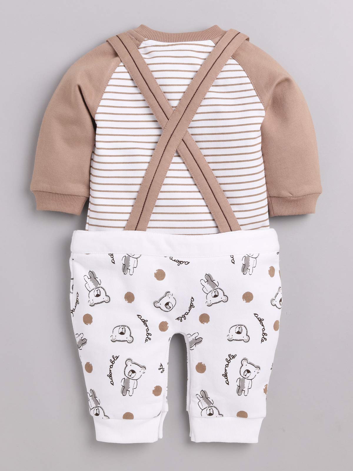BABY GO 100% Cotton Full Sleeves Dungaree/Overall for Baby Boys and Girls (18-24 Months, Beige) 2
