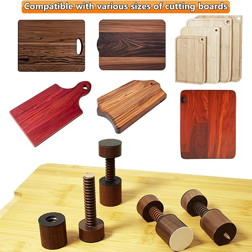 Miniatura 6 de Patas ajustables para tabla de cortar de nogal, patas antideslizantes para elevar y antideslizante tabla de cortar encimera plana, patas de bloque