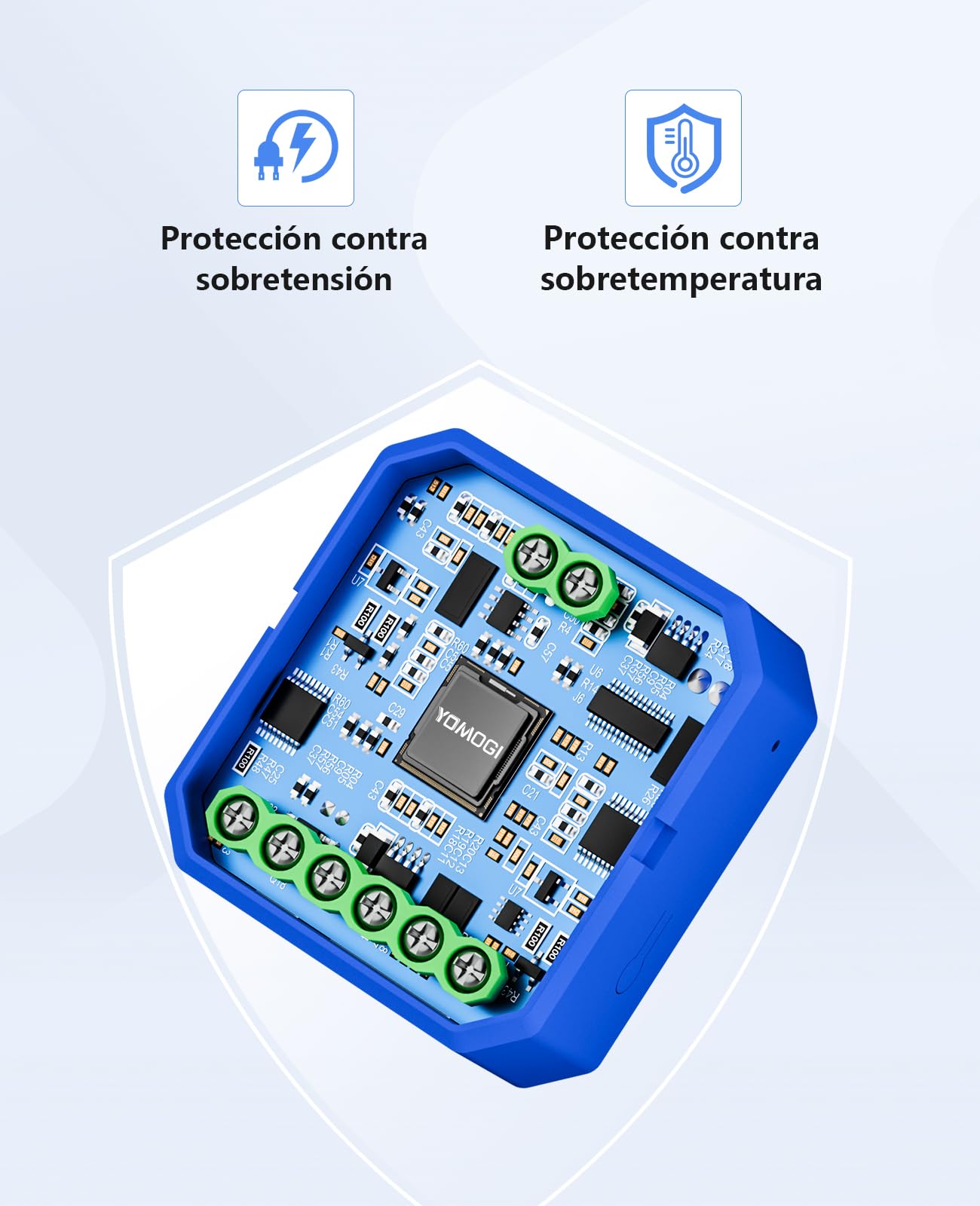 YOMOGI Módulo de Persiana Conectada, Módulo Interruptor para Persianas WiFi, Compatible con Alexa Google Home para Control Porcentual, Remoto, por Voz (Control Porcentual, 2)