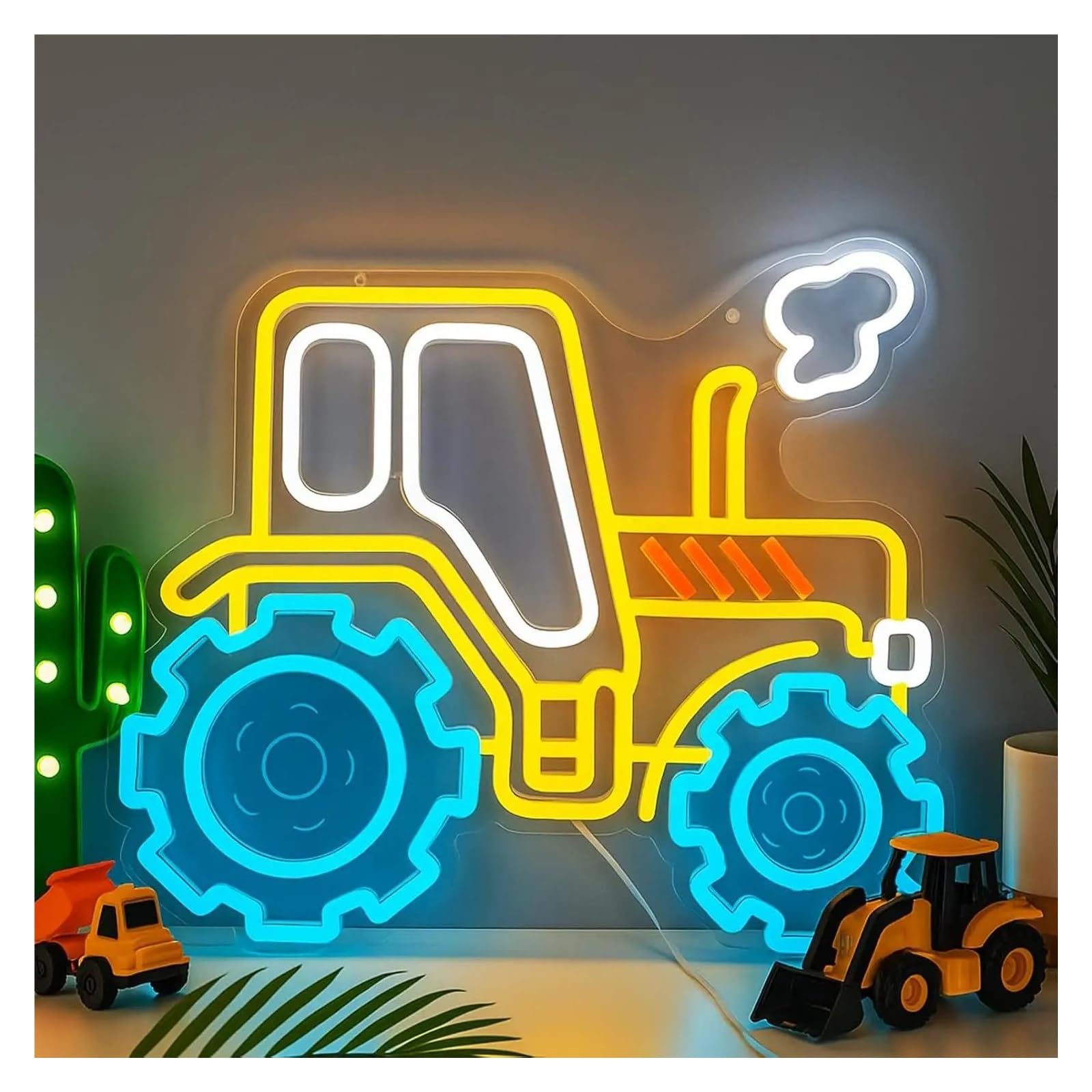 Decoración Lámparas Letreros De Neón De Tractor, Luz LED Rústica De Granja Para Garaje, Sala De Juegos, Habitación Infantil, Cueva De Hombre, Hogar, Bar Decoración 43cmx38cm