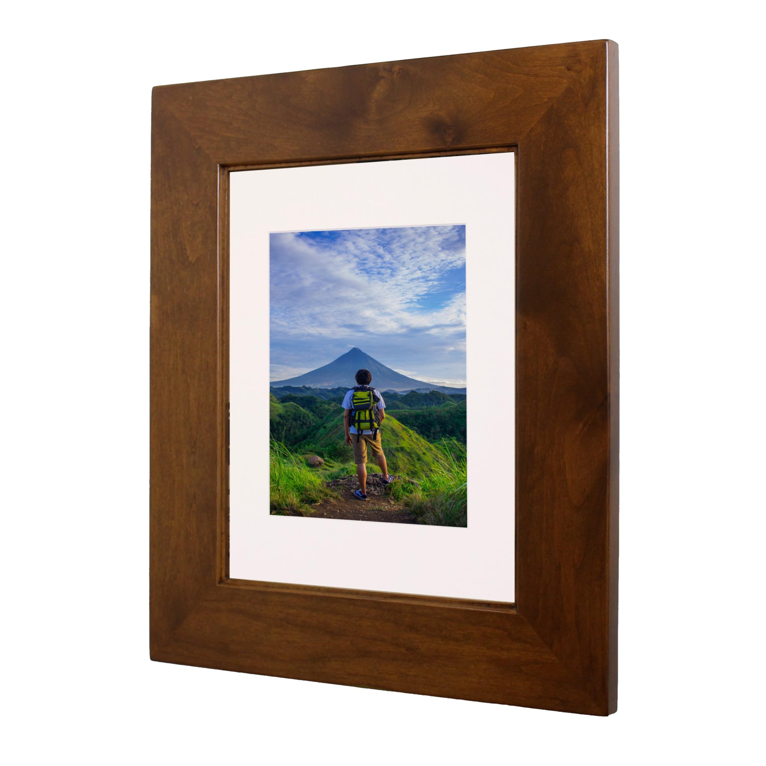 14x18 Concealed Picture Frame Medicine Cabinet without Mirror for Bathroom, Recessed in the Wall, Made in North America, Real Wood, NO MDF, Adjustable Shelves, Hidden, Caramel