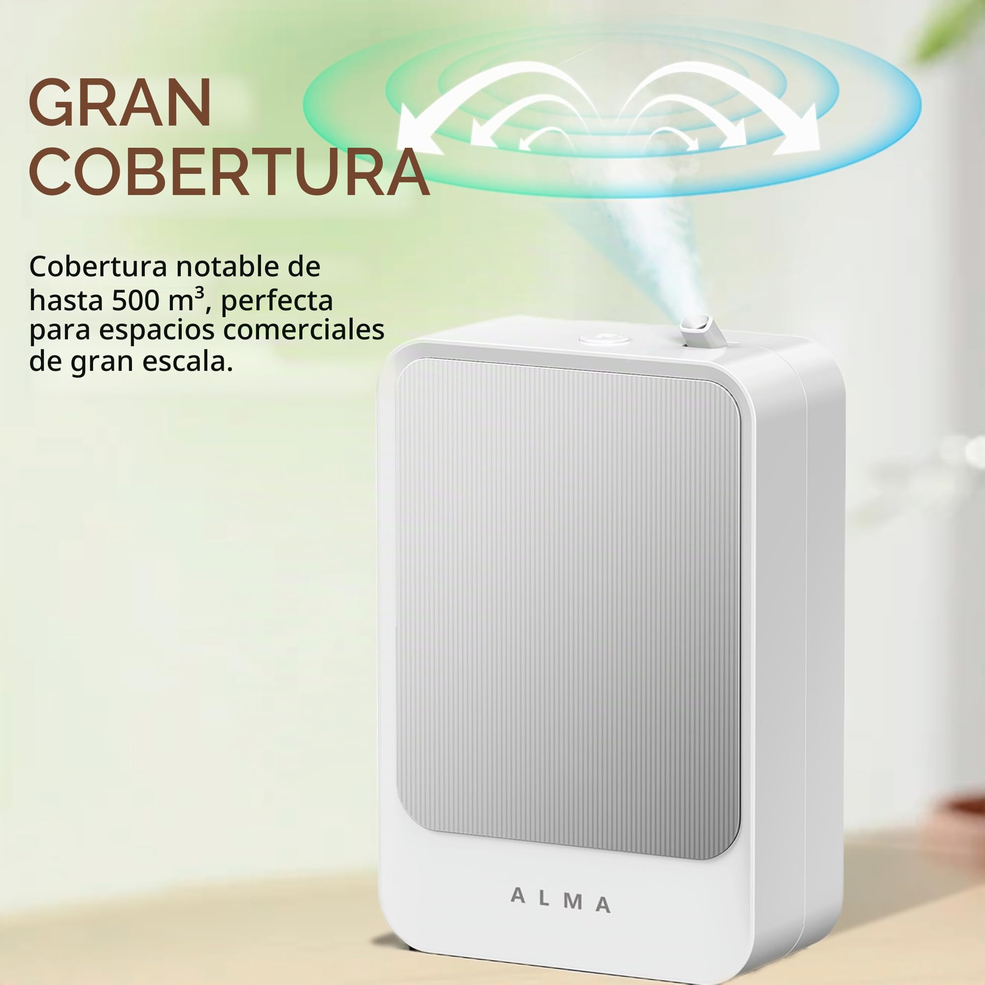 ALMA® Difusor & Humidificador de Aceites Esenciales – Perfume de Ambiente Ultra-Performante para Grandes Superficies hasta 200 m² – Tecnología Silenciosa, Programación Inteligente y Diseño Elegante