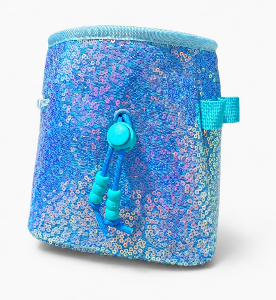 Sequin Rock Climbing Chalk Bag, Blue, Iridescent Sequin Design